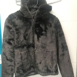 Faux fur bomber style jacket